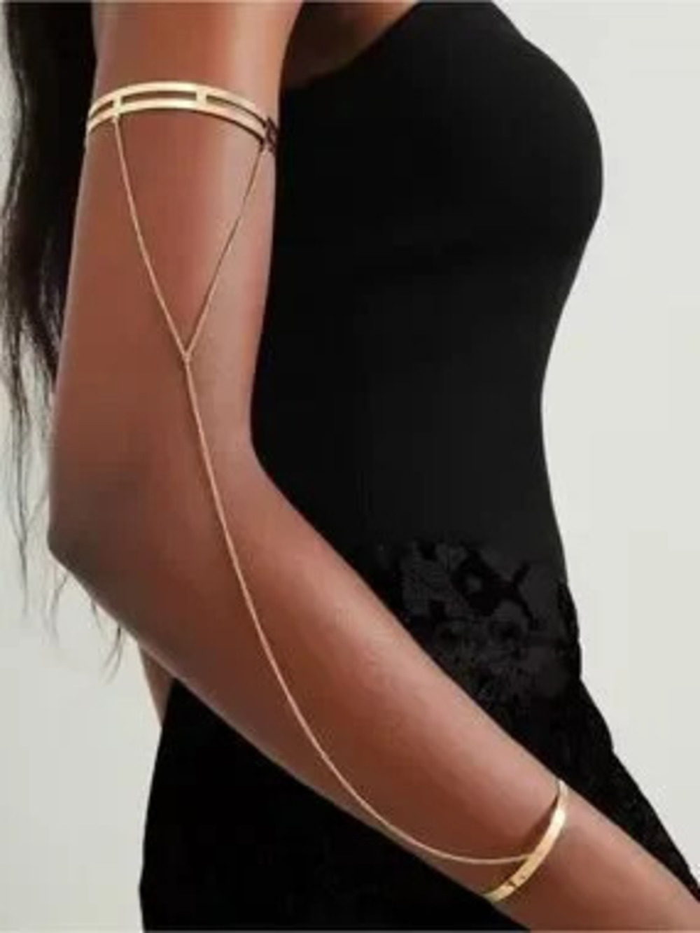 Gold Arm Chain Bracelet - Delicate Double Cuff Arm Chain